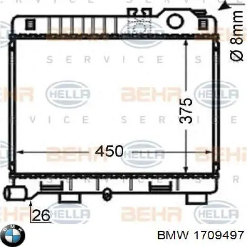 Радиатор охлаждения двигателя BMW 1709497 цена, от 79.93 USD