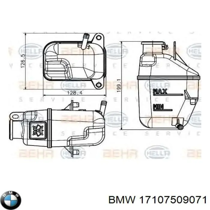 Бачок системы охлаждения двигателя расширительный BMW 17107509071 цена, от 37.42 USD