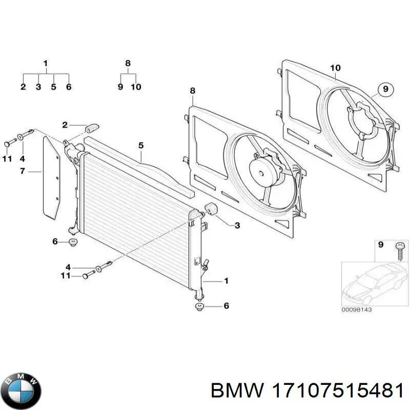 Диффузор радиатора охлаждения BMW 17107515481 цена, от 134.03 USD