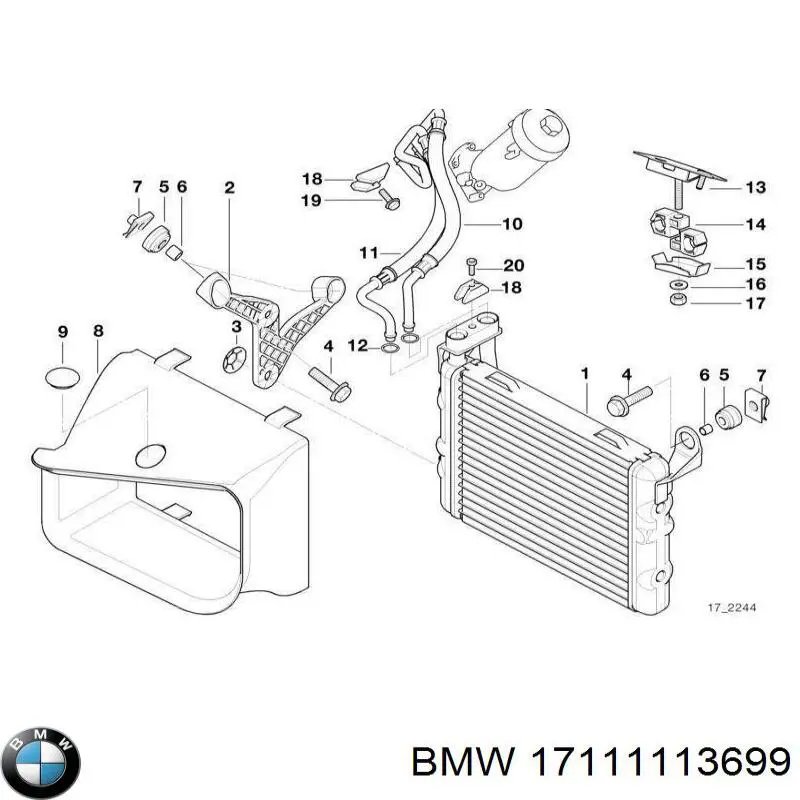 Подушка радиатора кондиционера верхняя 17111113699 BMW