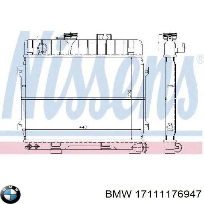 Радиатор охлаждения двигателя BMW 17111176947 цена, от 180.05 USD