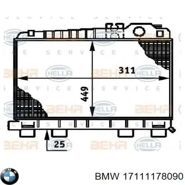 Радиатор охлаждения двигателя BMW 17111178090 цена, от 457.88 USD
