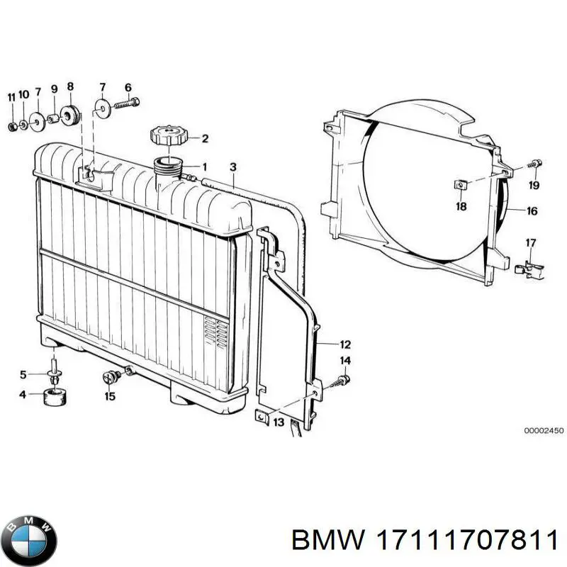 Радиатор охлаждения двигателя BMW 17111707811