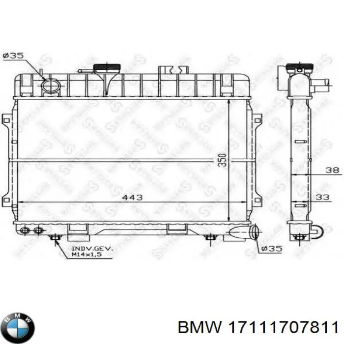 Радиатор охлаждения двигателя BMW 17111707811 цена, от 680.88 USD