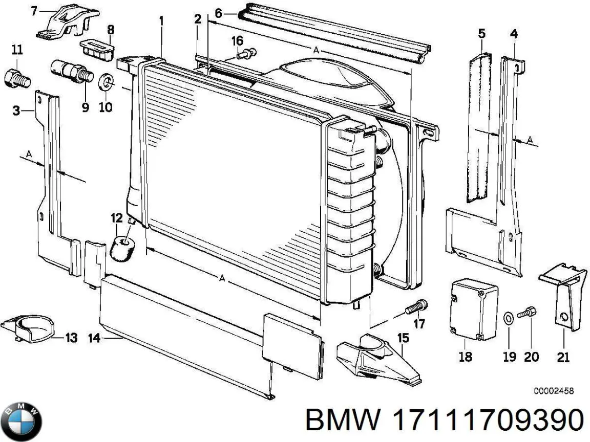 Купить 17111709390 BMW Рамка радиатора охлаждения