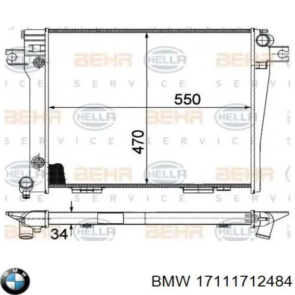 Радиатор охлаждения двигателя BMW 17111712484
