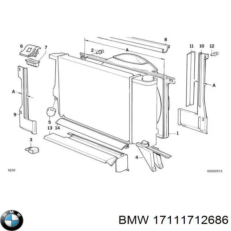 Bastidor radiador (armazón) 17111712686 BMW