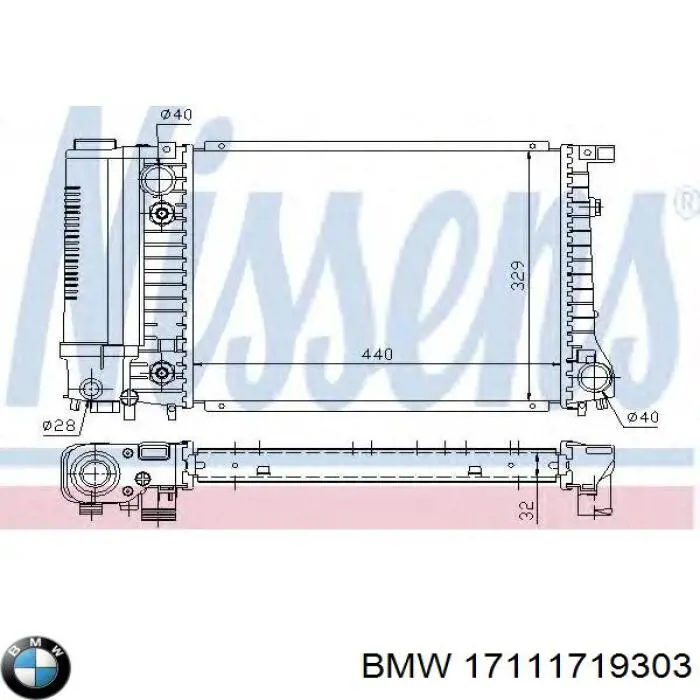 Радиатор 17111728769 BMW