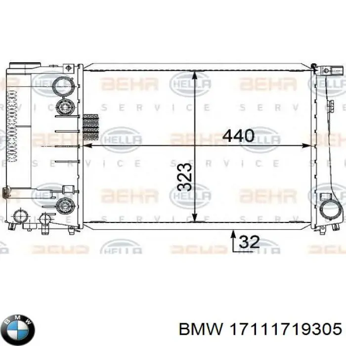 Радиатор охлаждения двигателя BMW 17111719305 цена, от 82.86 USD
