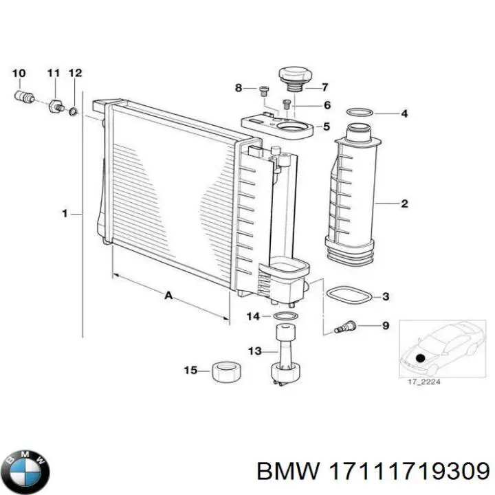 Радиатор охлаждения BMW 17111719309