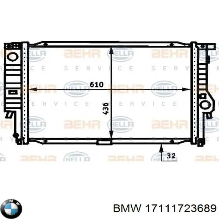 Радиатор 17111723689 BMW