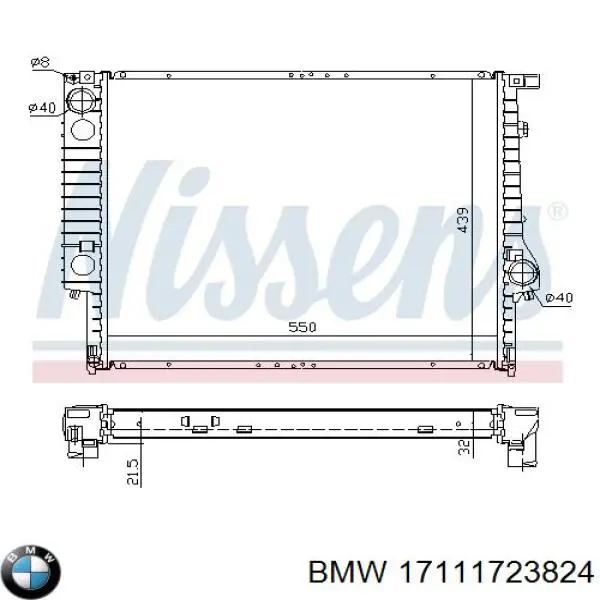 17111723824 BMW radiador de esfriamento de motor