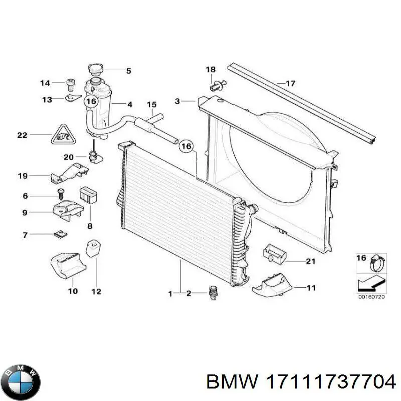 Soporte del radiador inferior 17111737704 BMW