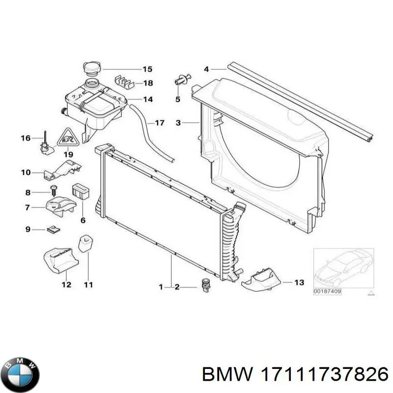 Суппорт радиатора в сборе (монтажная панель крепления фар) BMW 17111737826