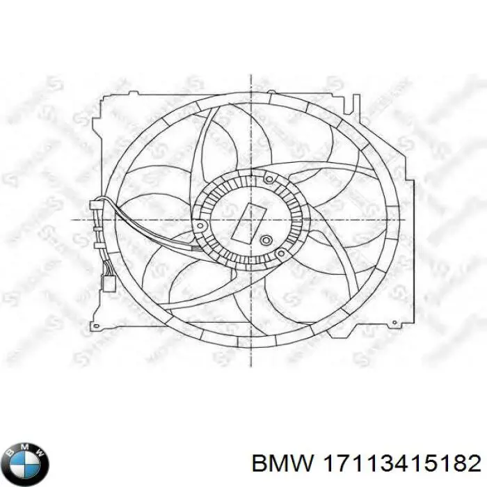 Диффузор вентилятора в сборе с мотором и крыльчаткой 17113415182 BMW