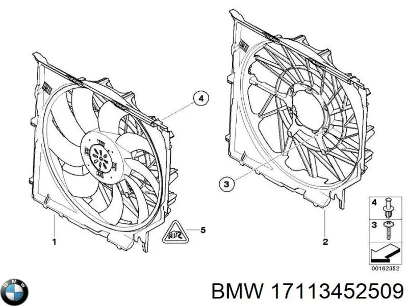 17113452509 BMW диффузор радиатора охлаждения, в сборе с мотором и крыльчаткой