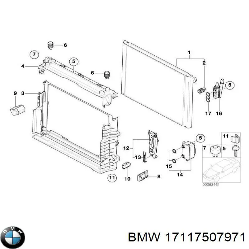 Рамка крепления радиатора, верхняя часть BMW 17117507971