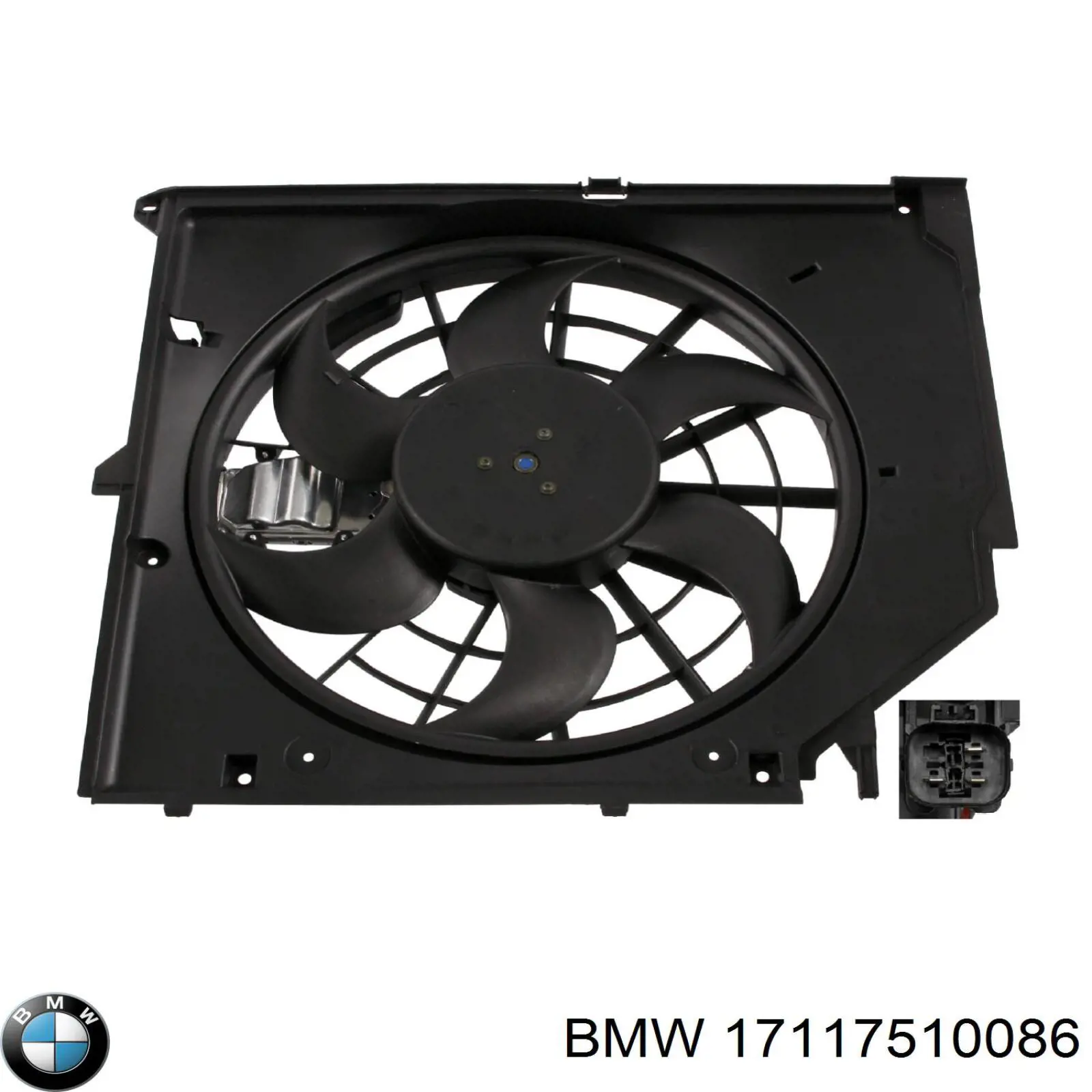 17117510086 BMW диффузор радиатора охлаждения, в сборе с мотором и крыльчаткой