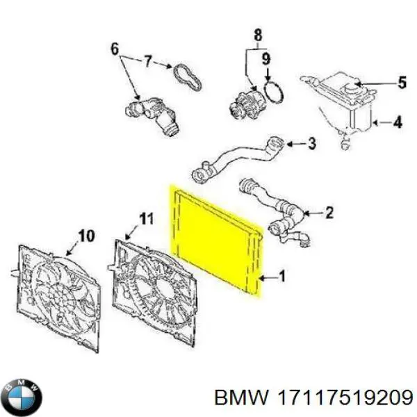 Радиатор охлаждения двигателя BMW 17117519209