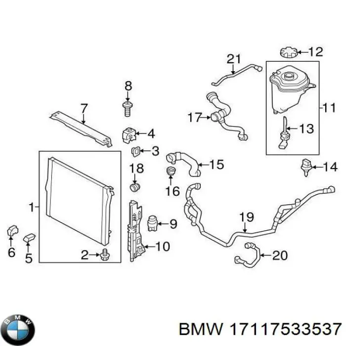 Купить 17117533537 BMW Кронштейн радиатора нижний