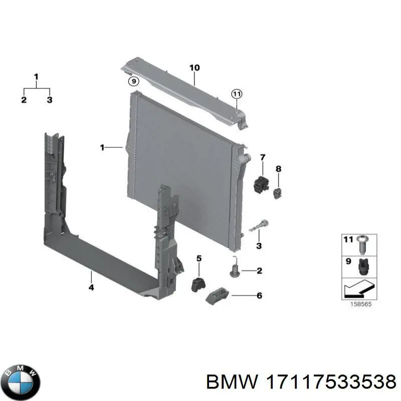Рамка крепления радиатора BMW 17007555272 цена, от 82.35 USD