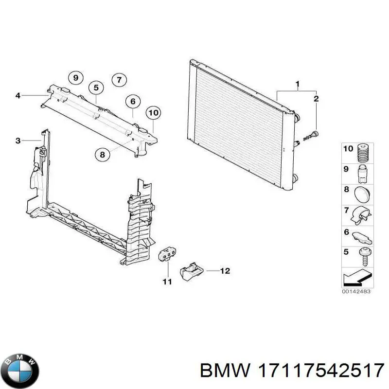 Кронштейн радиатора нижний BMW 17117542517 цена, от 21.54 USD