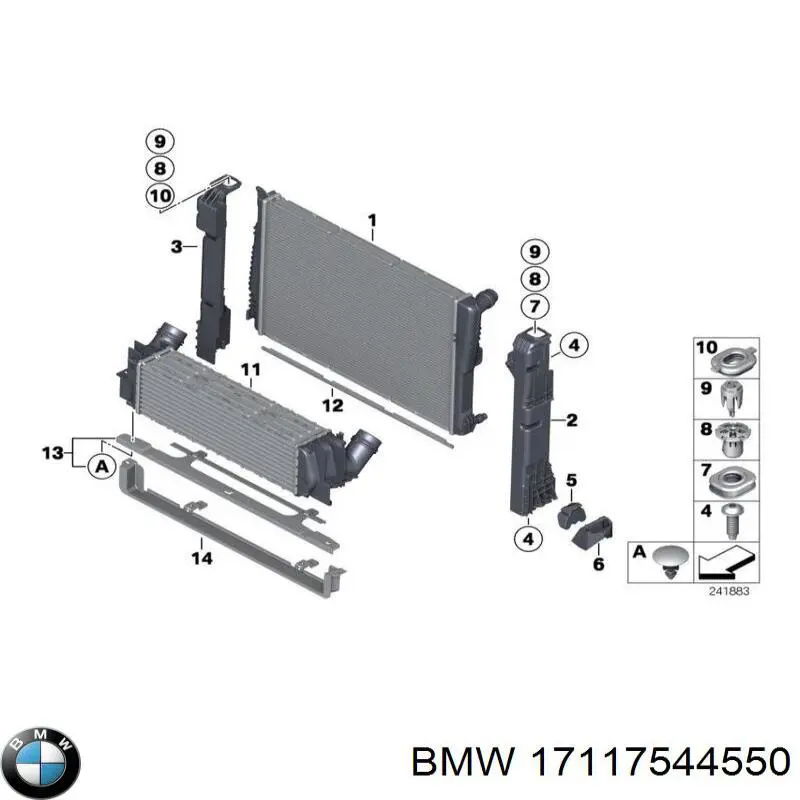 Consola (coxim de fixação) inferior do radiador para BMW X6 (E71)