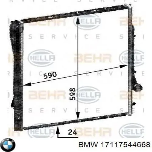 Радиатор охлаждения двигателя BMW 17117544668 цена, от 114.78 USD