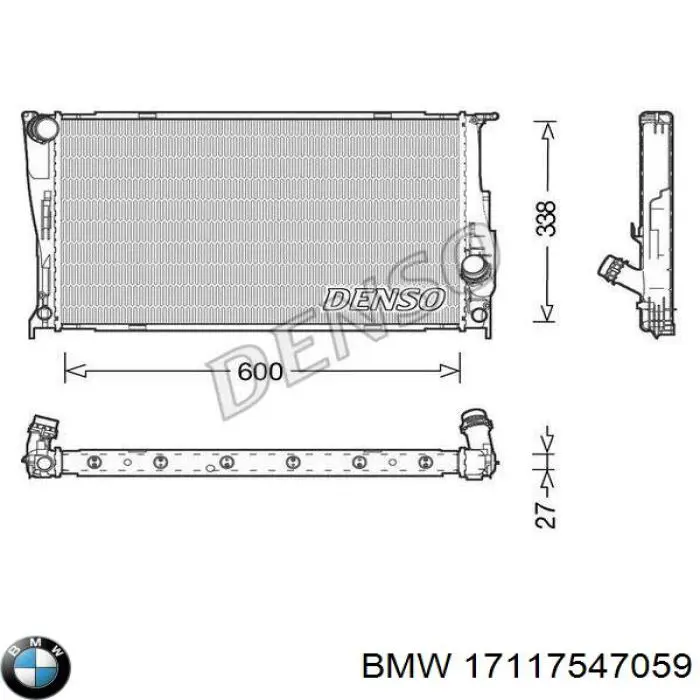 Радиатор охлаждения двигателя BMW 17117547059 цена, от 124.16 USD