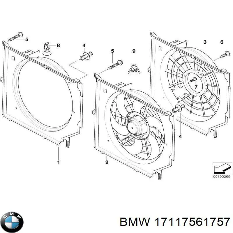17117561757 BMW Диффузор радиатора охлаждения в сборе с мотором