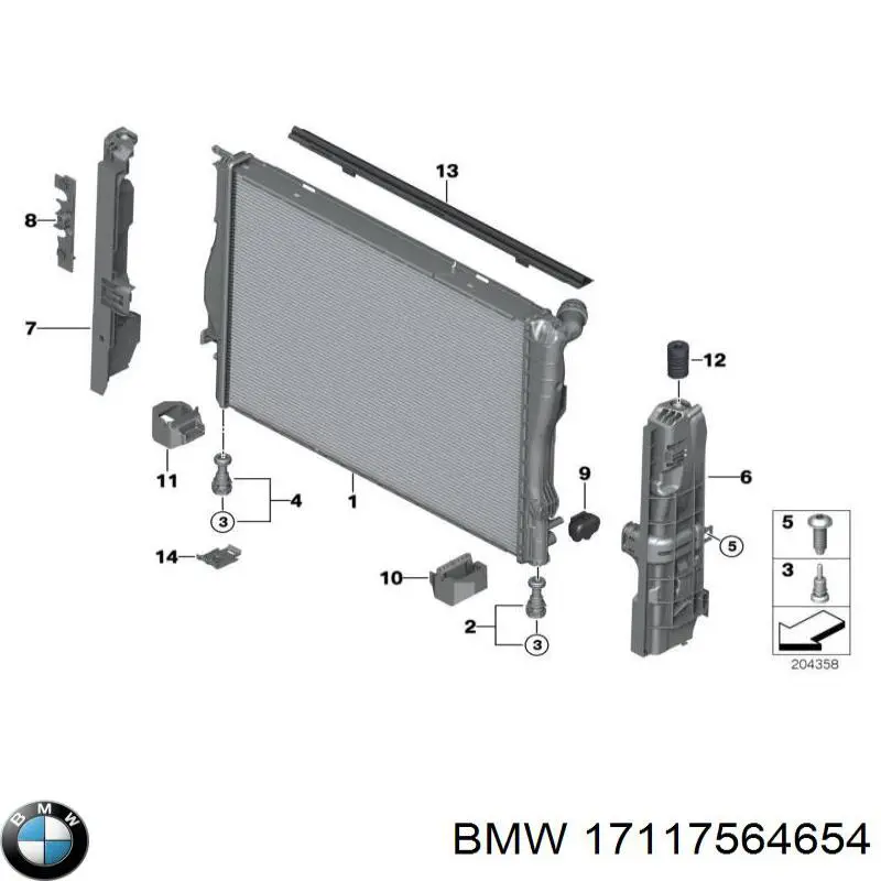 17117564654 BMW radiador de esfriamento de motor