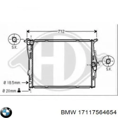Радиатор охлаждения двигателя BMW 17117564654 цена, от 110.35 USD