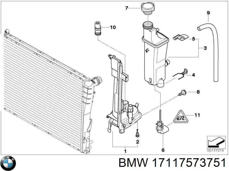 Бачок системы охлаждения 17117573751 BMW