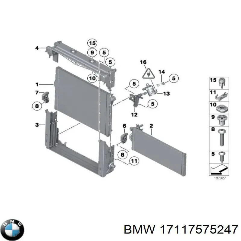 17117575247 BMW кронштейн радиатора левый
