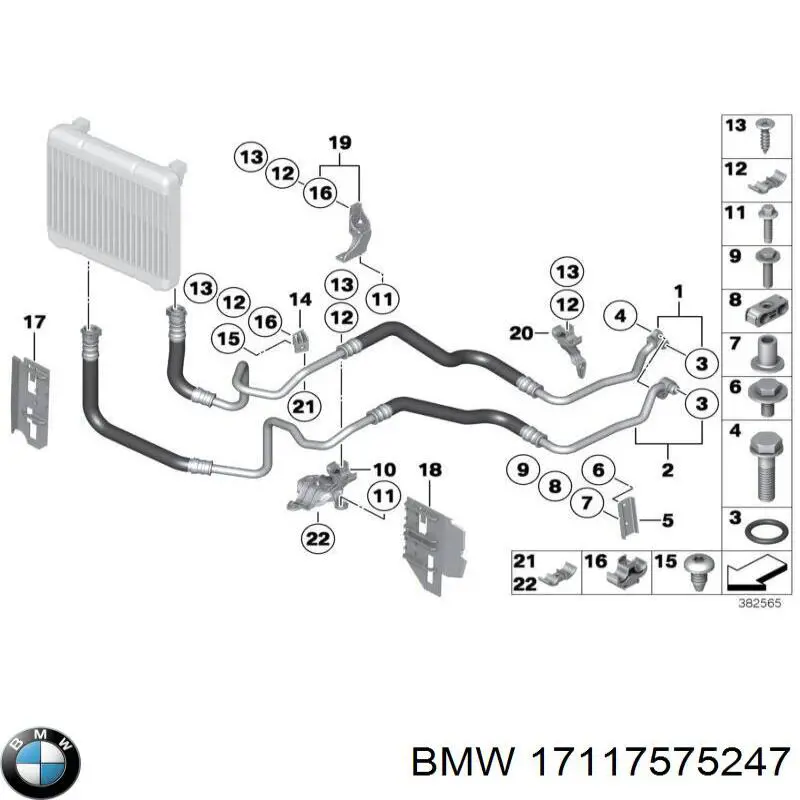 Кронштейн (подушка крепления) радиатора нижний BMW 17117575247 цена, от 9.88 USD