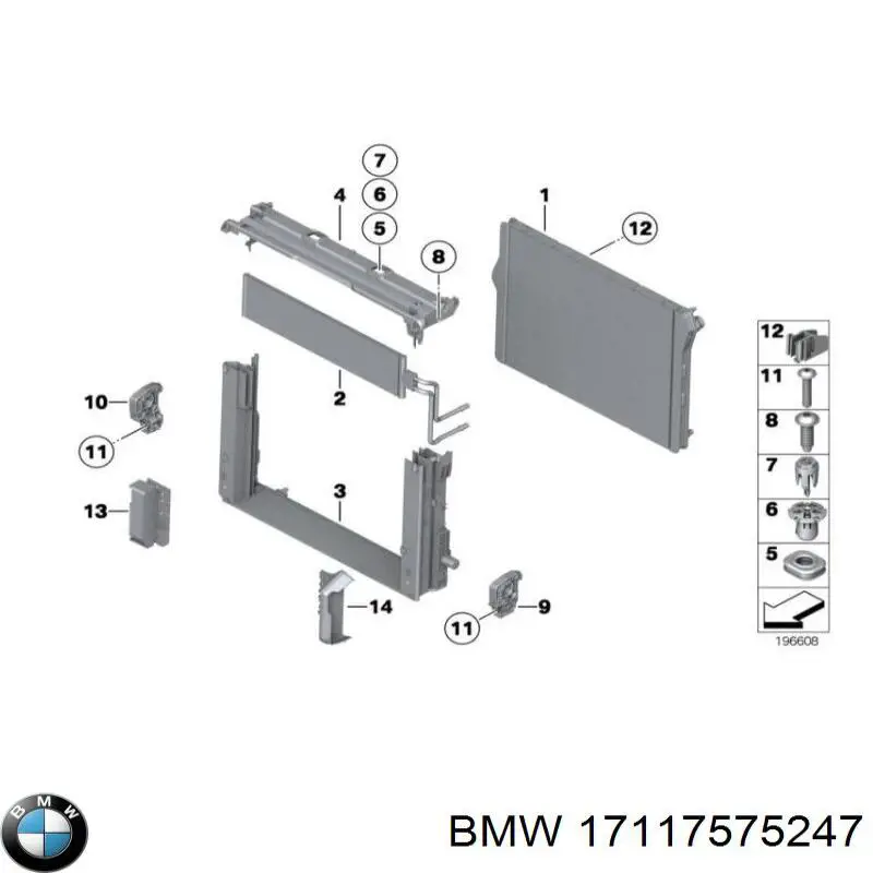 Кронштейн радиатора нижний 7575247 BMW