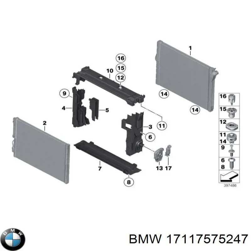 Кронштейн радиатора нижний 17117575247 BMW