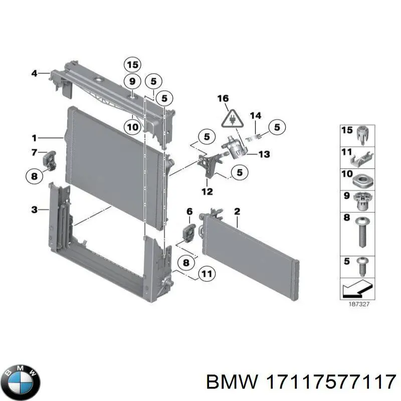 Рамка крепления радиатора, верхняя часть BMW 17117577117