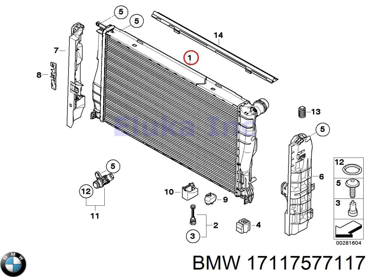 Рамка крепления радиатора, верхняя часть BMW 17117577117 цена, от 40.91 USD