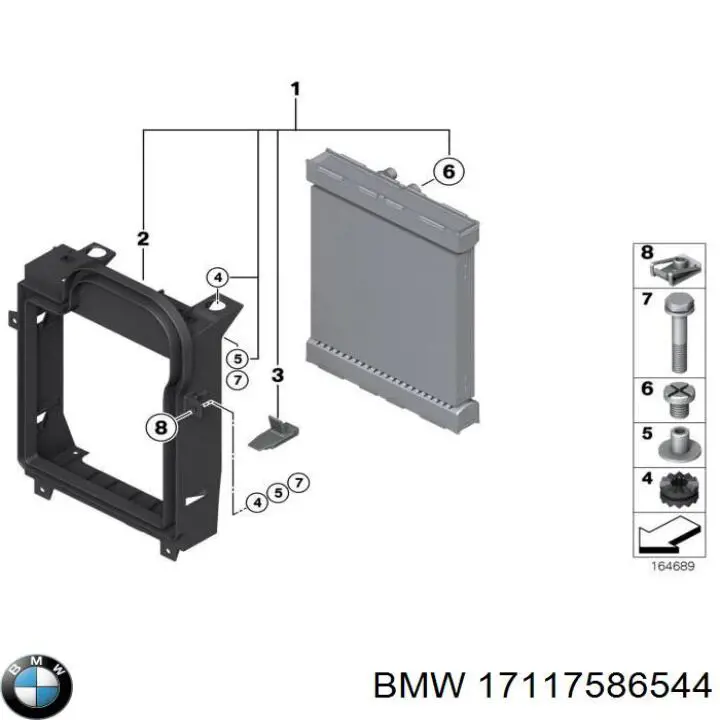 Купить 17117586544 BMW Радиатор охлаждения двигателя дополнительный