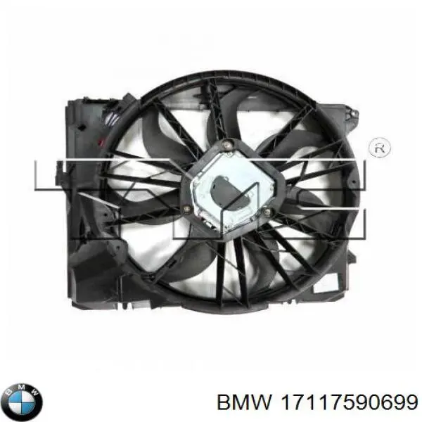 17117590699 BMW диффузор радиатора охлаждения, в сборе с мотором и крыльчаткой