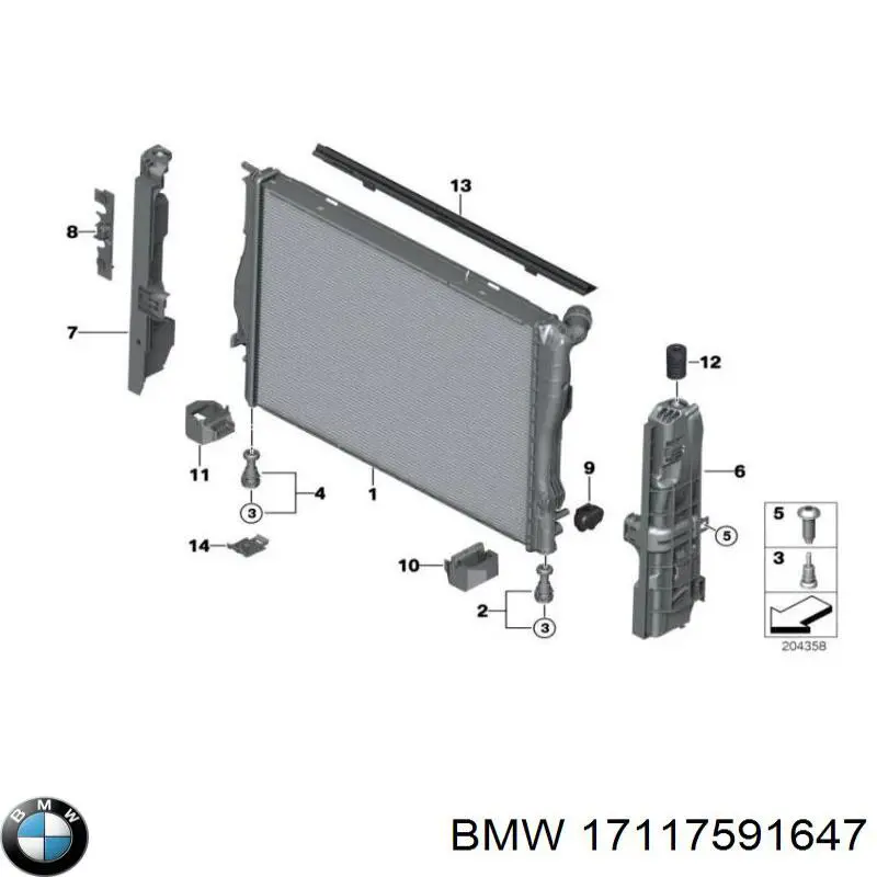 Кронштейн (подушка крепления) радиатора нижний на BMW 3 (E90) купить.