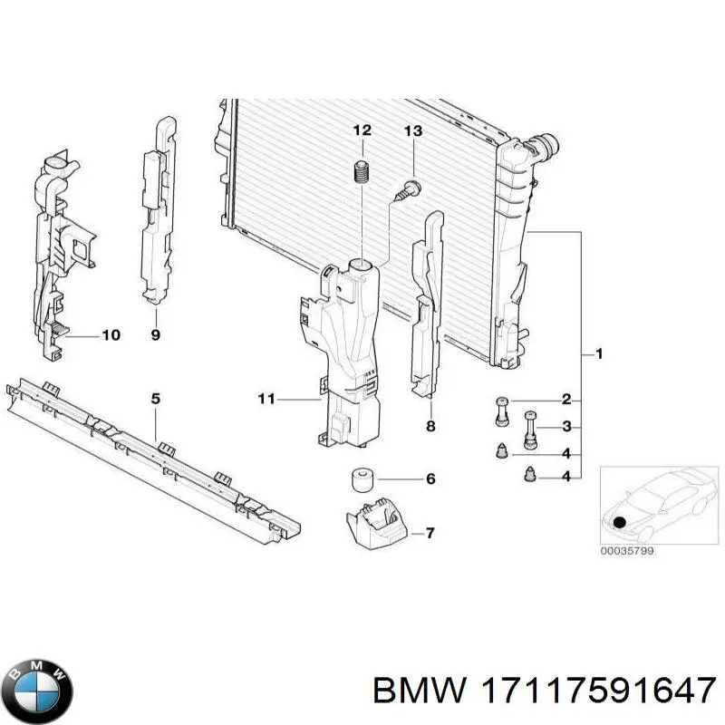 Купить 17117591647 BMW Кронштейн радиатора нижний