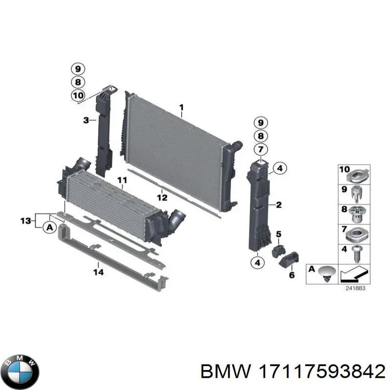 Радиатор охлаждения двигателя BMW 17117593842 цена, от 179.48 USD