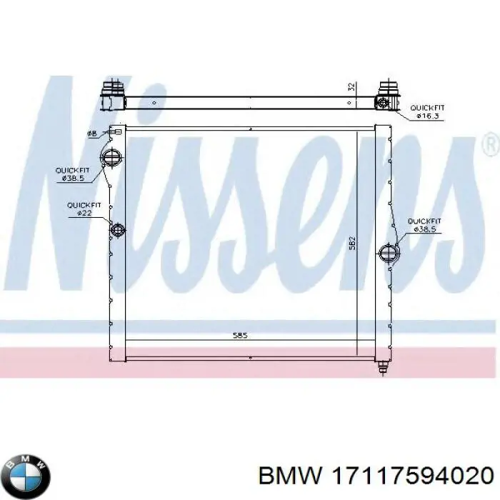 Радиатор охлаждения двигателя BMW 17117594020 цена, от 197.30 USD