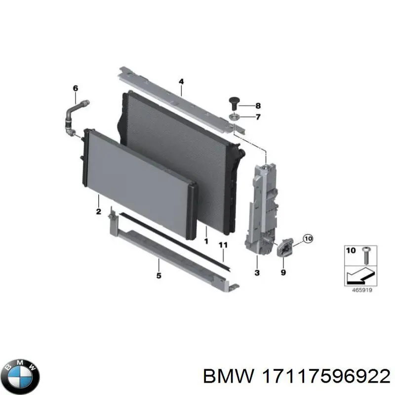 Купить 17117596922 BMW Кронштейн радиатора верхний