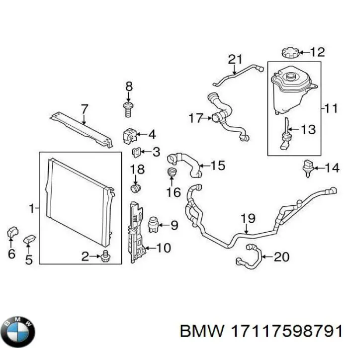 Кронштейн радиатора нижний 17117598791 BMW