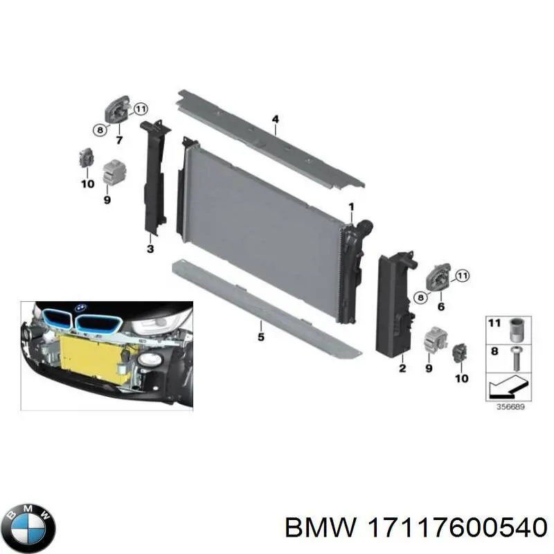 Кронштейн радиатора правый на BMW 3 (F30, F80) купить.