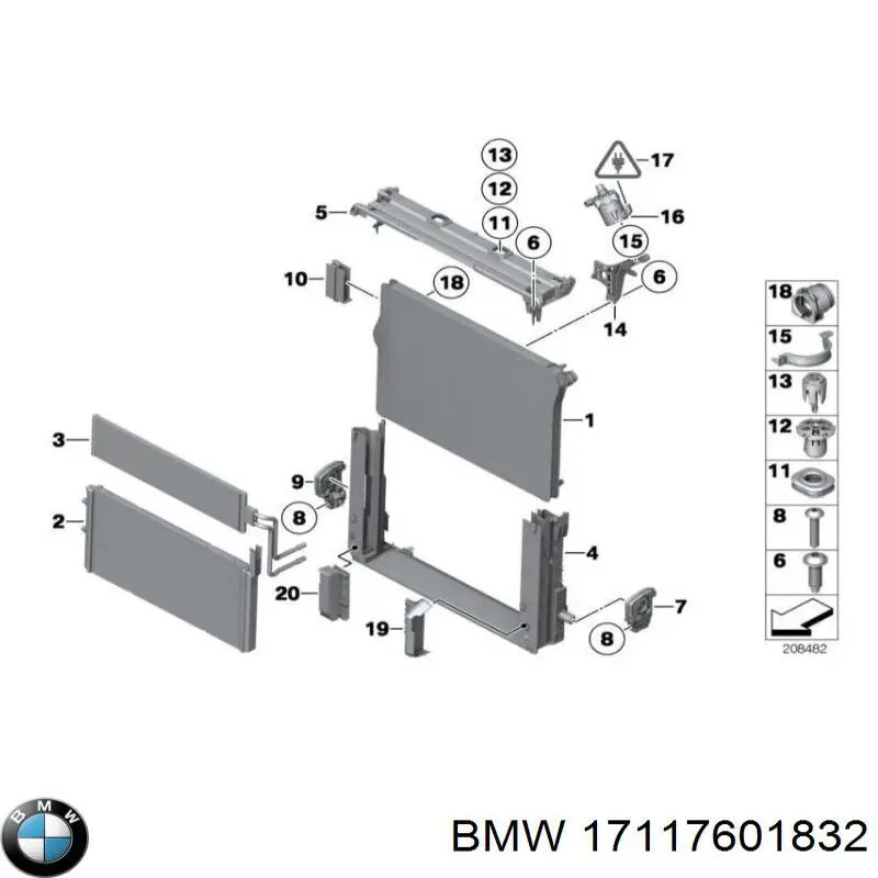 17117601832 BMW radiador de esfriamento de motor