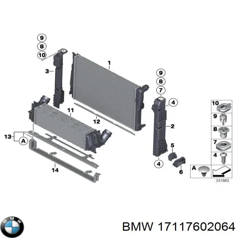 Подушка крепления радиатора верхняя BMW 17117602064